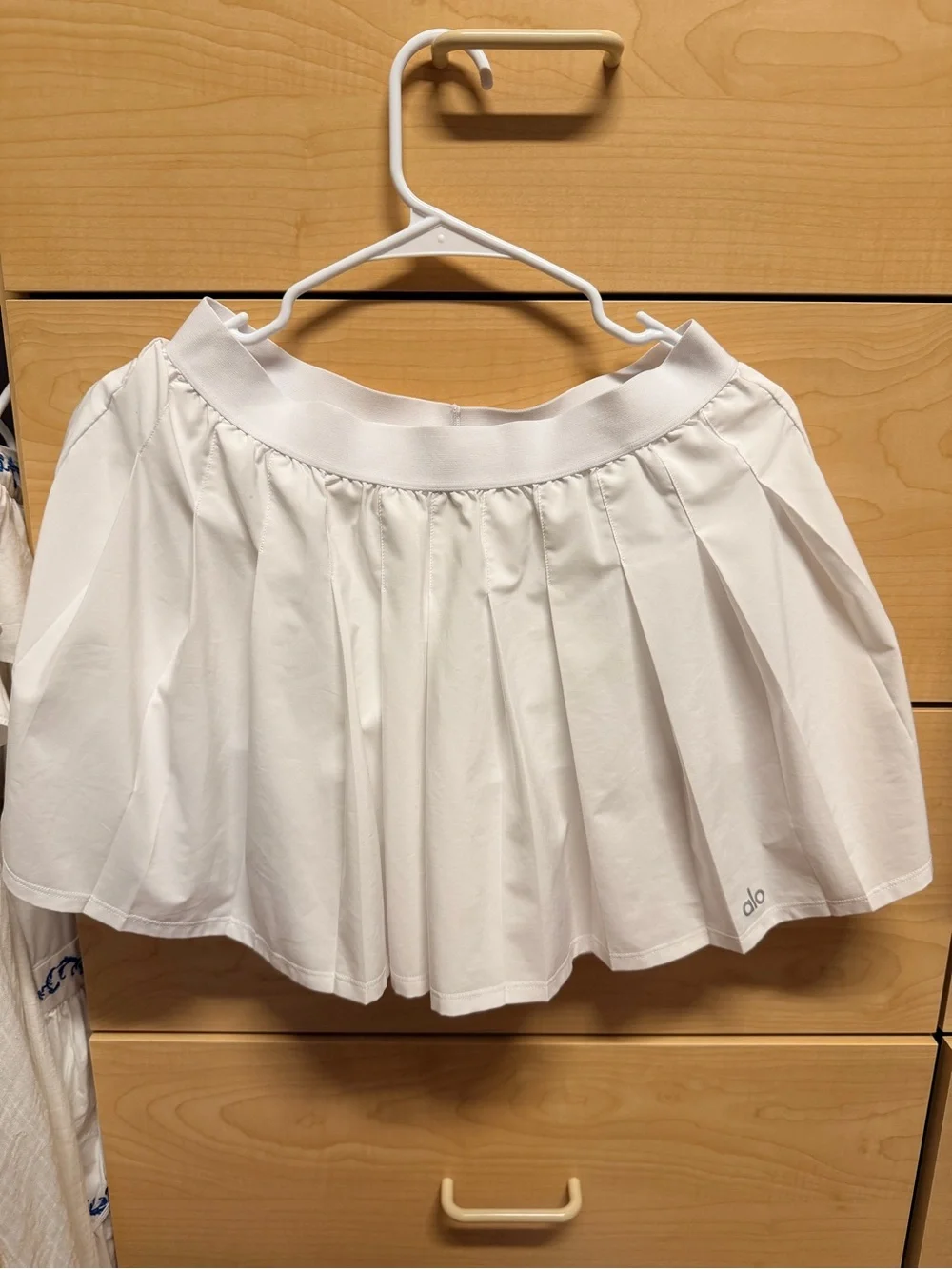 ALO Yoga White Pleated Skater Skirt